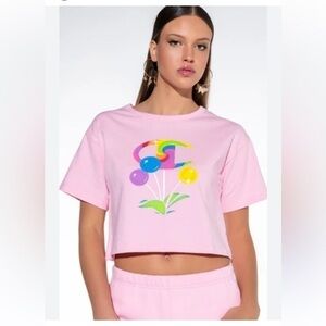 champion x hasbro candy land women's lollipops cropped heritage tee